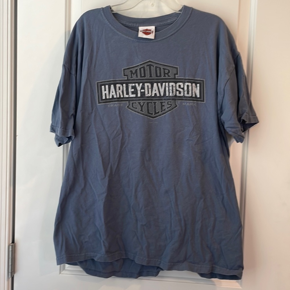 Blue Harley Davidson Motor Cyles Graphic Tee